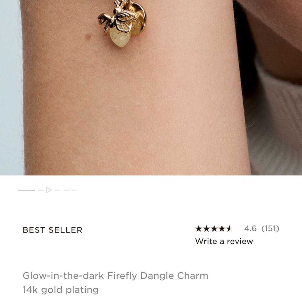 14k Gold Plated Firefly Dangle Charm